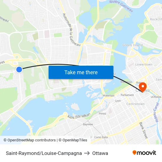 Saint-Raymond/Louise-Campagna to Ottawa map