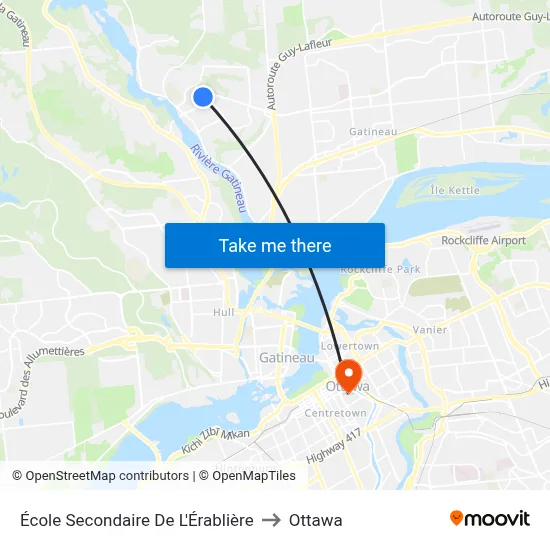 École Secondaire De L'Érablière to Ottawa map