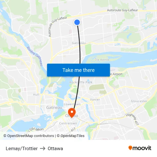 Lemay/Trottier to Ottawa map