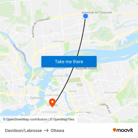 Davidson/Labrosse to Ottawa map