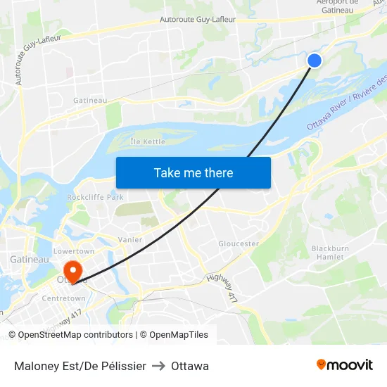 Maloney Est/De Pélissier to Ottawa map