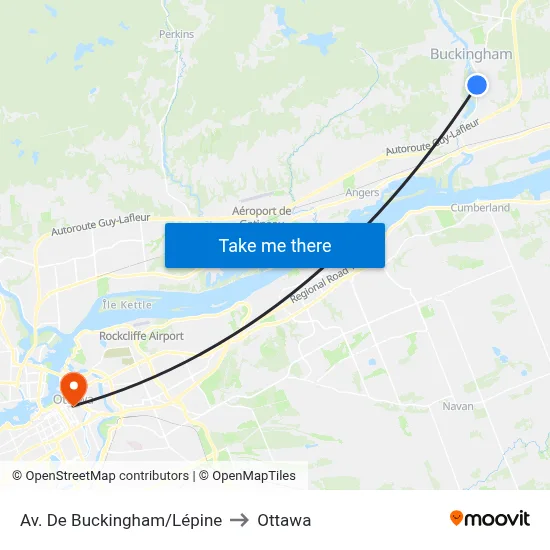 Av. De Buckingham/Lépine to Ottawa map