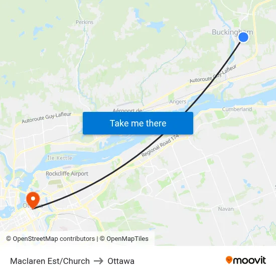Maclaren Est/Church to Ottawa map
