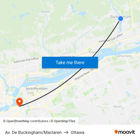 Av. De Buckingham/Maclaren to Ottawa map