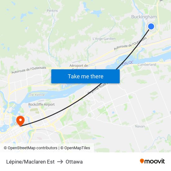 Lépine/Maclaren Est to Ottawa map