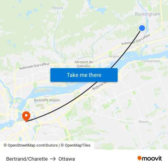 Bertrand/Charette to Ottawa map