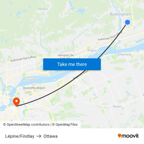 Lépine/Findlay to Ottawa map
