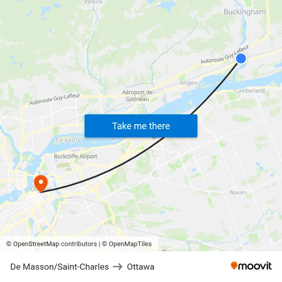 De Masson/Saint-Charles to Ottawa map