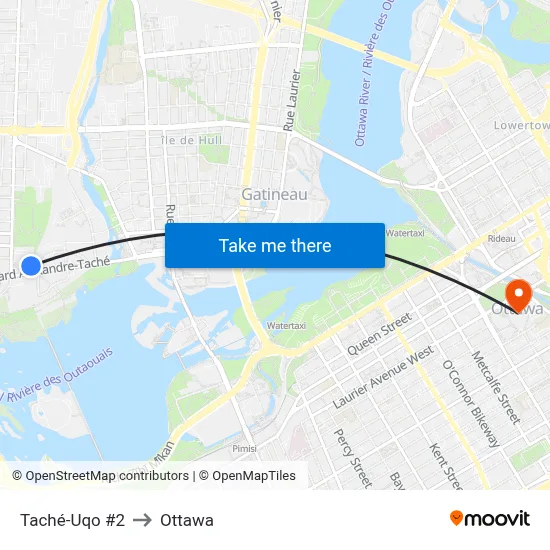 Taché-Uqo #2 to Ottawa map