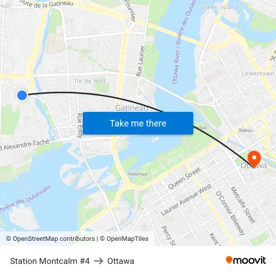 Station Montcalm #4 to Ottawa map