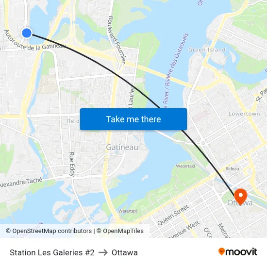 Station Les Galeries #2 to Ottawa map