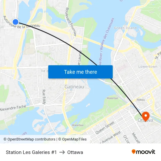 Station Les Galeries #1 to Ottawa map