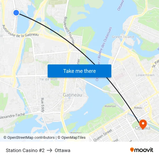 Station Casino #2 to Ottawa map