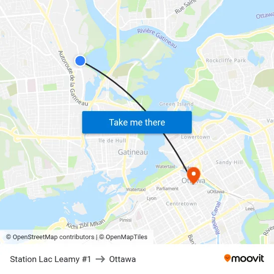 Station Lac Leamy #1 to Ottawa map