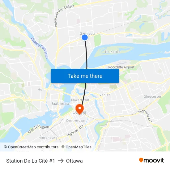 Station De La Cité #1 to Ottawa map