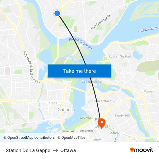 Station De La Gappe to Ottawa map