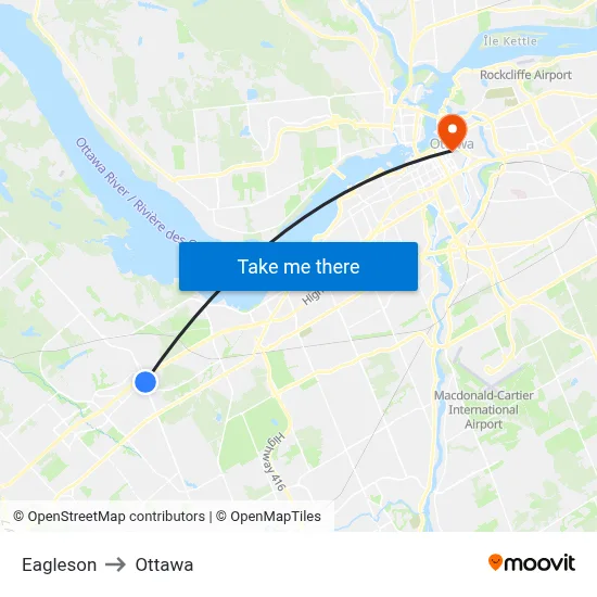 Eagleson to Ottawa map
