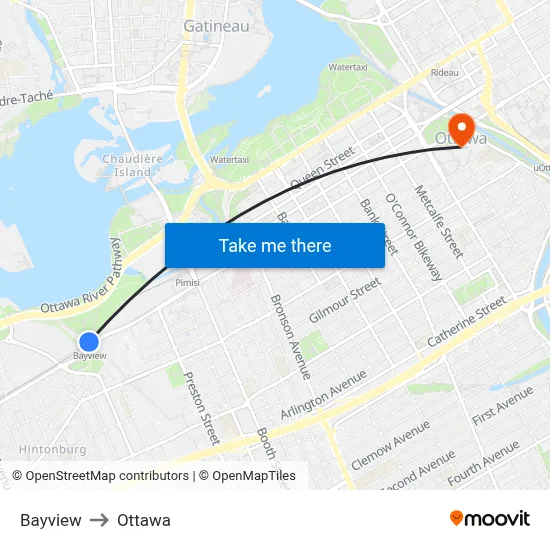 Bayview to Ottawa map
