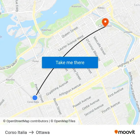 Corso Italia to Ottawa map