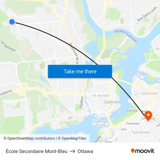 École Secondaire Mont-Bleu to Ottawa map