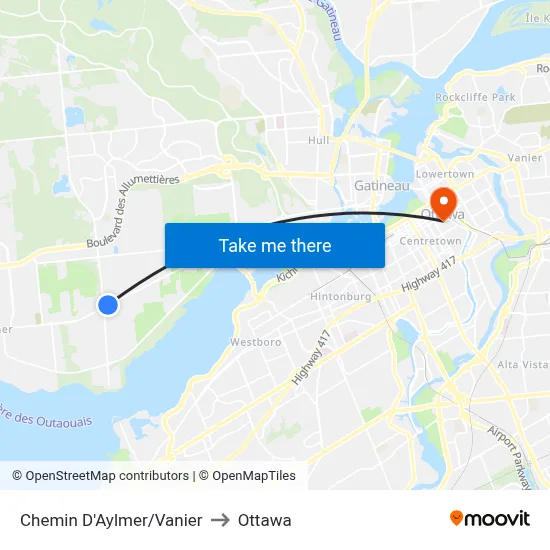 Chemin D'Aylmer/Vanier to Ottawa map