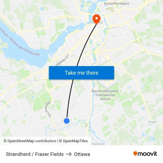 Strandherd / Fraser Fields to Ottawa map