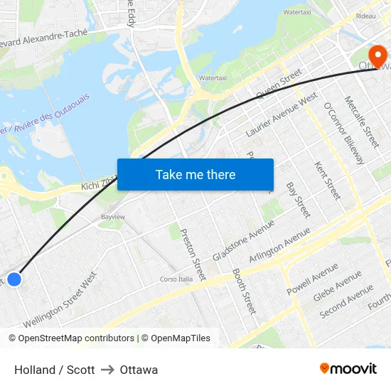 Holland / Scott to Ottawa map
