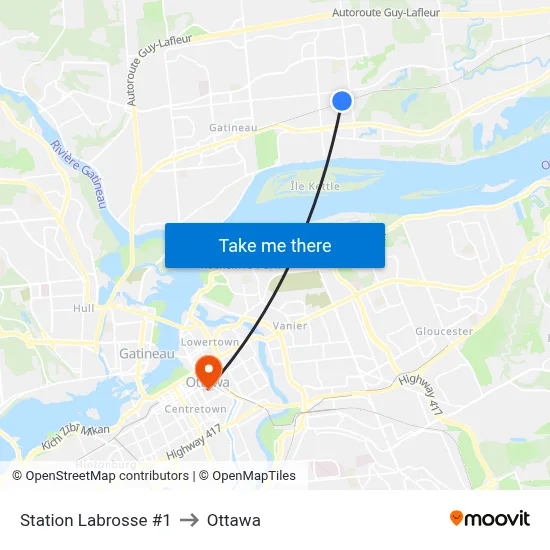 Station Labrosse #1 to Ottawa map