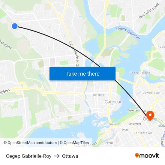Cegep Gabrielle-Roy to Ottawa map