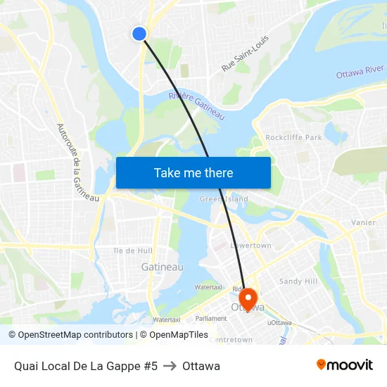 Quai Local De La Gappe #5 to Ottawa map