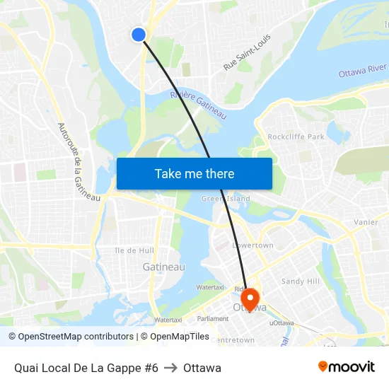 Quai Local De La Gappe #6 to Ottawa map