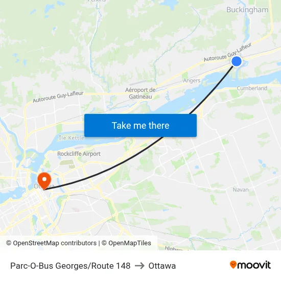 Parc-O-Bus Georges/Route 148 to Ottawa map