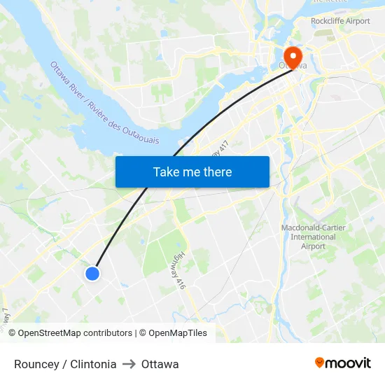 Rouncey / Clintonia to Ottawa map