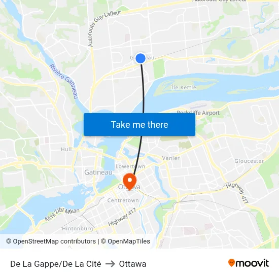 De La Gappe/De La Cité to Ottawa map