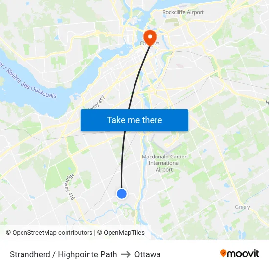 Strandherd / Highpointe Path to Ottawa map