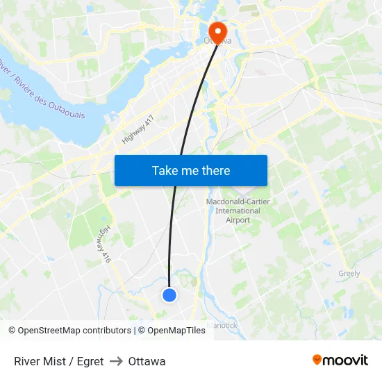 River Mist / Egret to Ottawa map