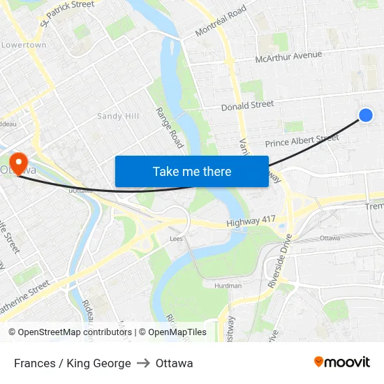 Frances / King George to Ottawa map