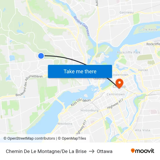 Chemin De Le Montagne/De La Brise to Ottawa map
