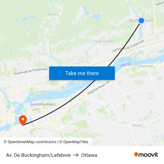Av. De Buckingham/Lefebvre to Ottawa map