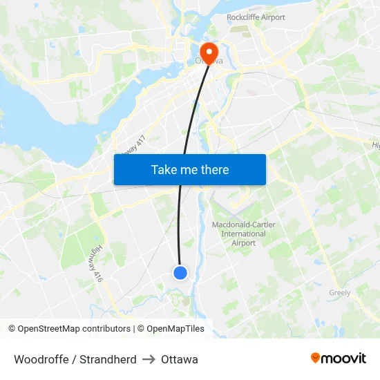 Woodroffe / Strandherd to Ottawa map
