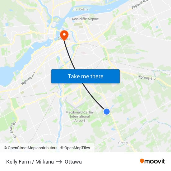 Kelly Farm / Miikana to Ottawa map