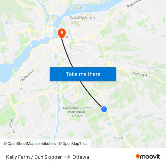 Kelly Farm / Dun Skipper to Ottawa map