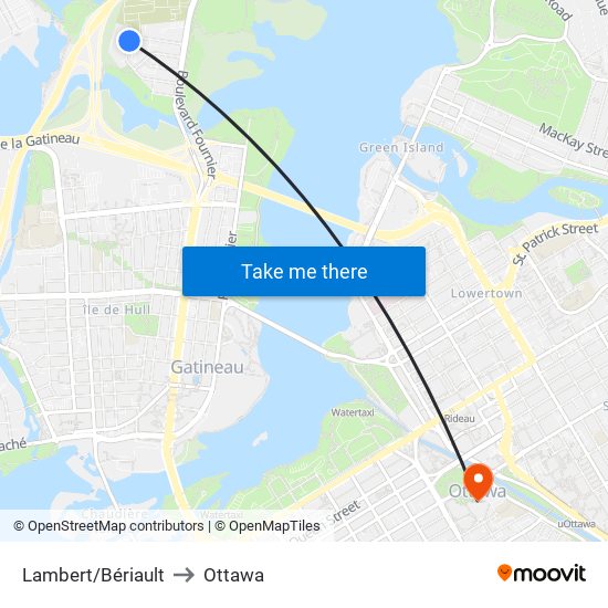 Lambert/Bériault to Ottawa map