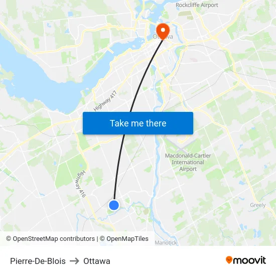 Pierre-De-Blois to Ottawa map