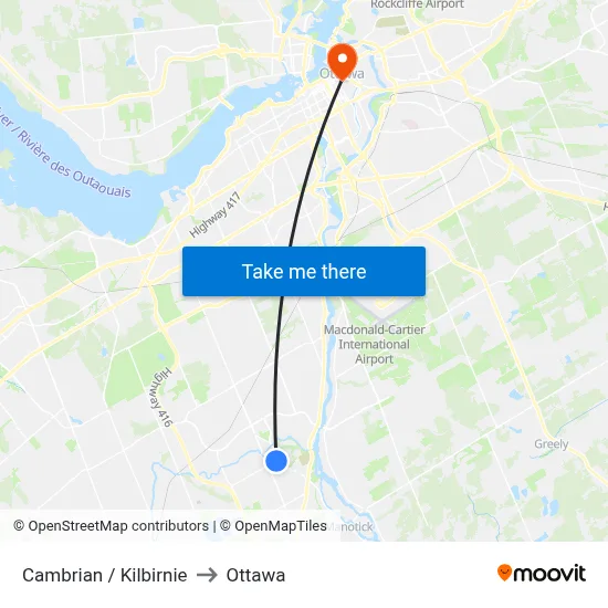 Cambrian / Kilbirnie to Ottawa map