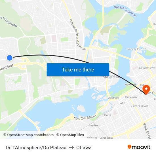 De L'Atmosphère/Du Plateau to Ottawa map