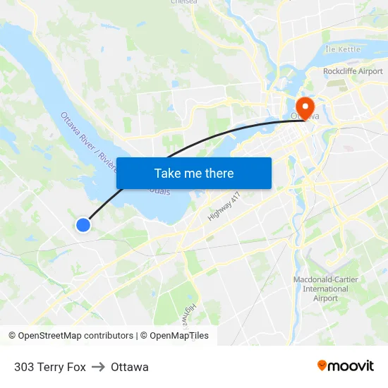 303 Terry Fox to Ottawa map