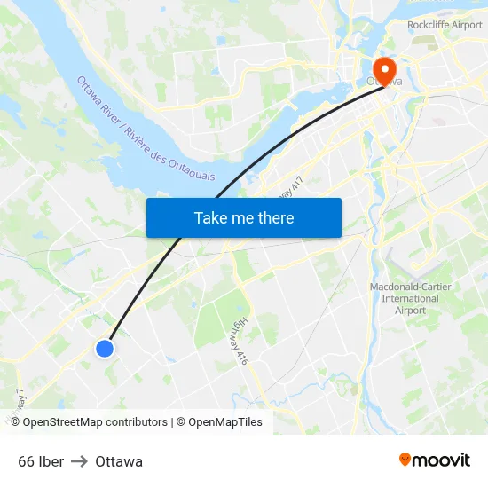 66 Iber to Ottawa map