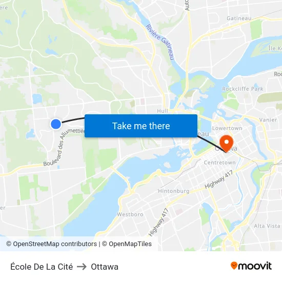 École De La Cité to Ottawa map