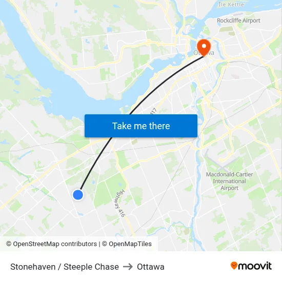 Stonehaven / Steeple Chase to Ottawa map